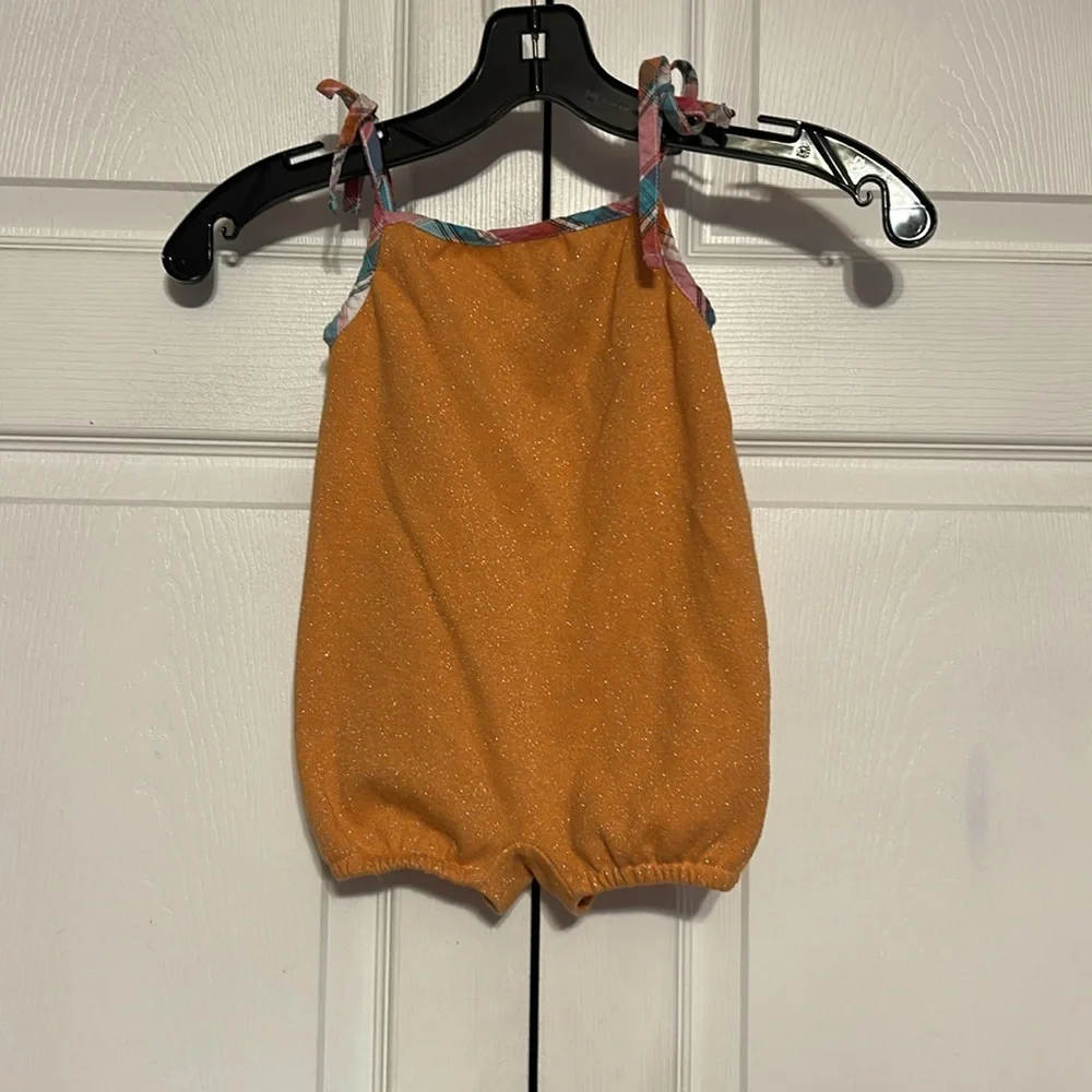 Harley-Davidson girls 24 months onesies jumper orange glitter pastel plaid trim‎